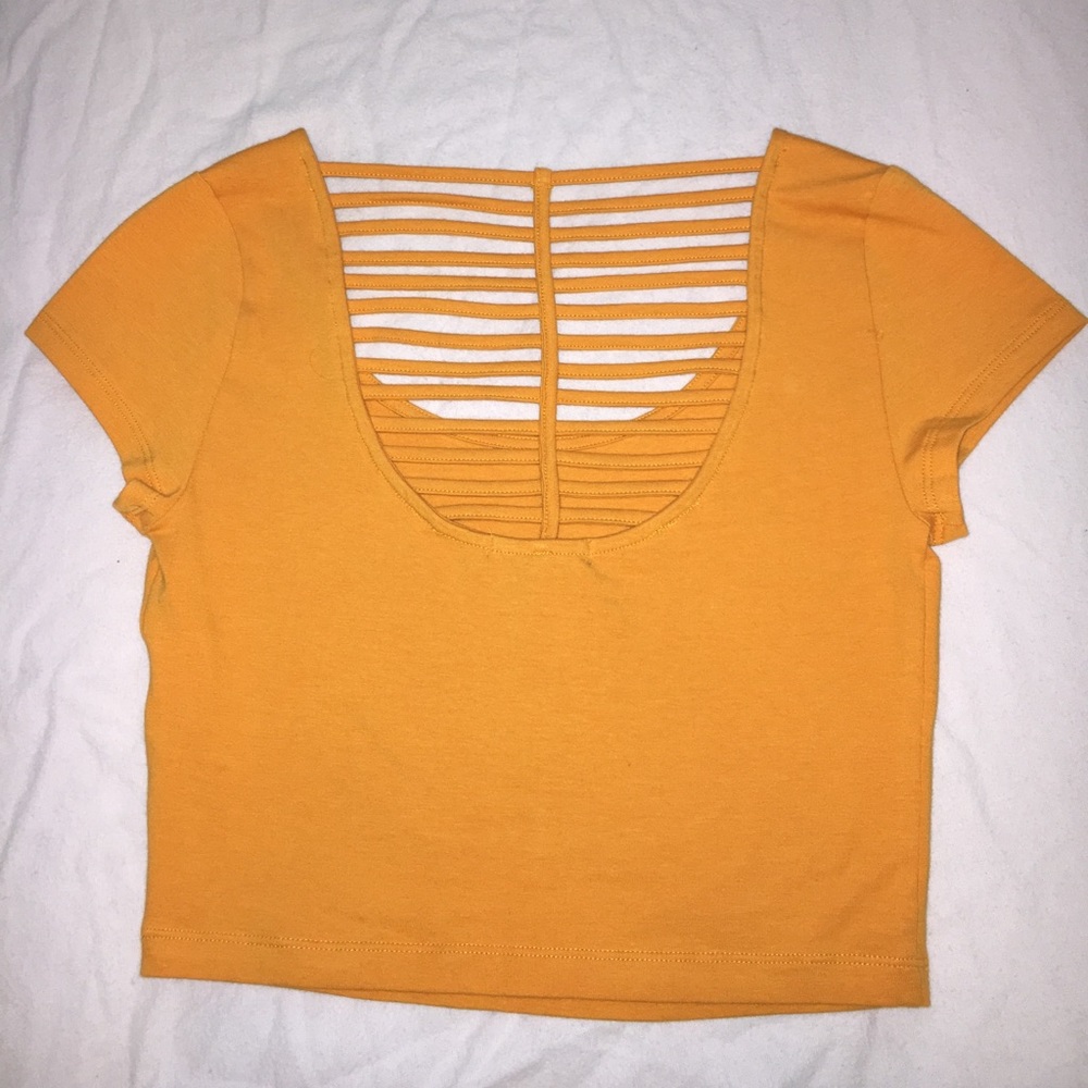 Charlotte Russe yellow cropped t-shirt.
